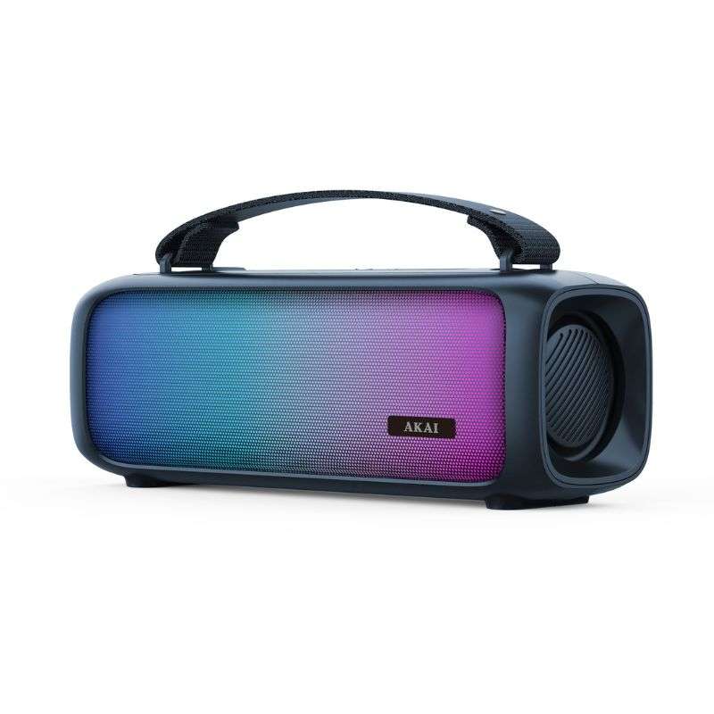 Akai ABTS-08BL Μπλε φορητό ηχείο Bluetooth με AWS, USB, AUX, FM, LED-8W RMS  