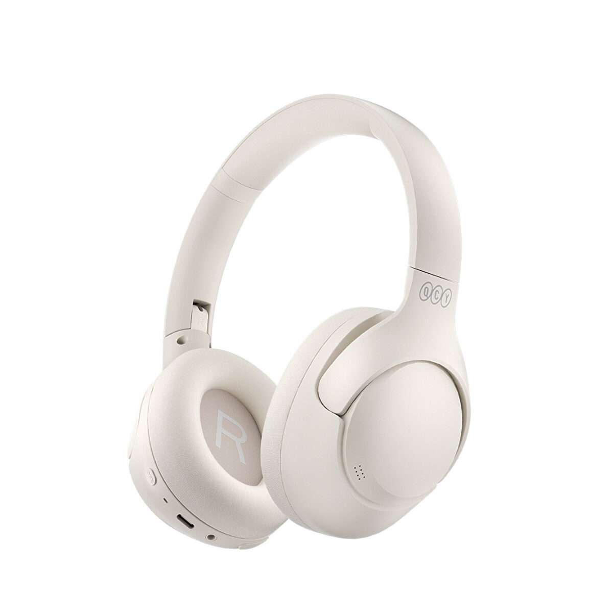 QCY H3 High-Res Headset White w. Mic, Active Noise Canceling with 4 mode ANC 60h Multipoint  