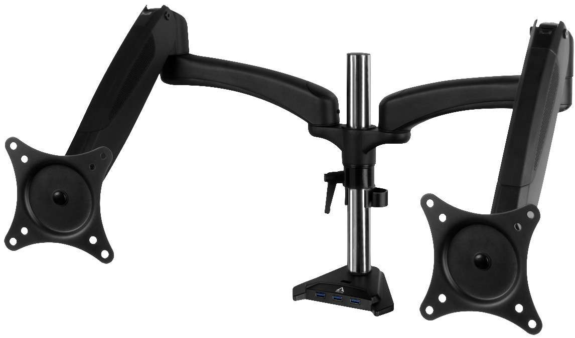 Arctic Z2-3D (Gen 3) Dual Monitor arm with complete 3D movement and 4-port USB 3.0 hub with Mini-USB  