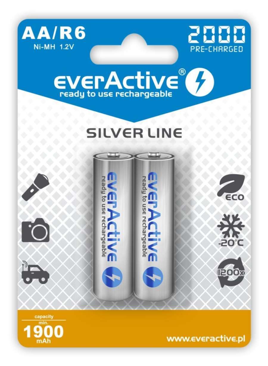 Rechargeable batteries everActive Ni-MH R6 AA 2000 mAh Silver Line - 2 pieces  