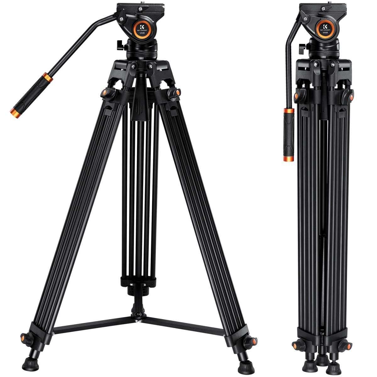 K&F Concept VA18+ VH081 Professional Heavy Duty Video Aluminum Tripod with Fluid Head (KF09.121)  