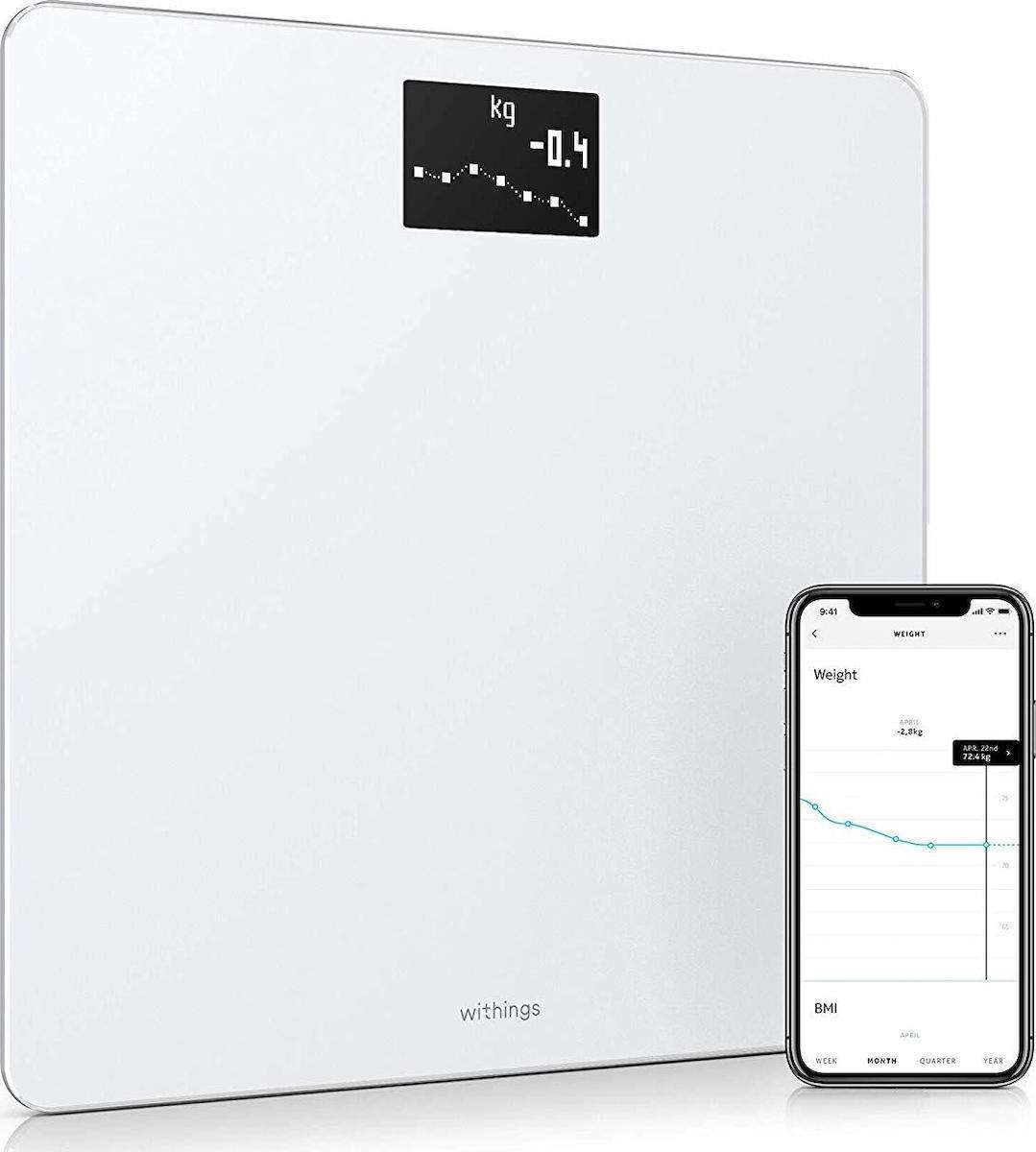 Withings Body, Έξυπνη ζυγαριά, Δείκτης Μάζας Σώματος με Fitness APP μέσω Bluetooth & WiFi, Λευκή  