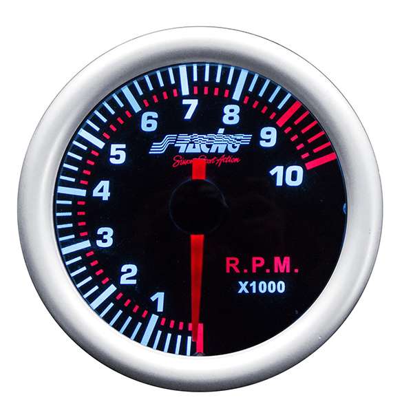 ΣΤΡΟΦΟΜΕΤΡΟ 0-10000rpm 52mm 2 INCH ΜΑΥΡΟ ΜΕ ΚΟΚΚΙΝΟ ΦΩΤΙΣΜΟ  