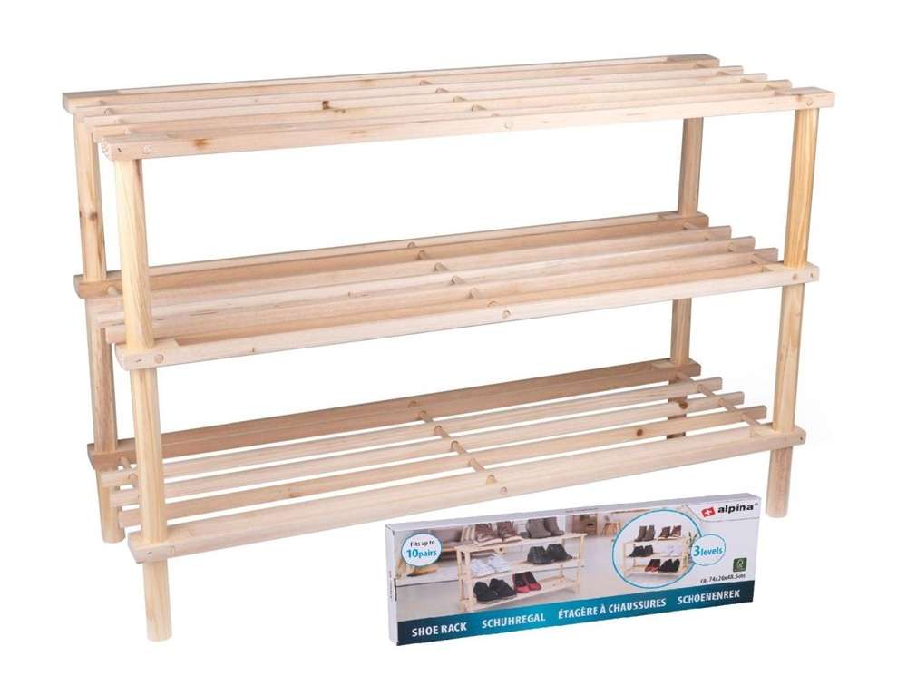 ΠΑΠΟΥΤΣΟΘΉΚΕΣ SHOE RACK ALPINA 3 LEVELS 74X26X48.5CM 1.21KG WD/M  