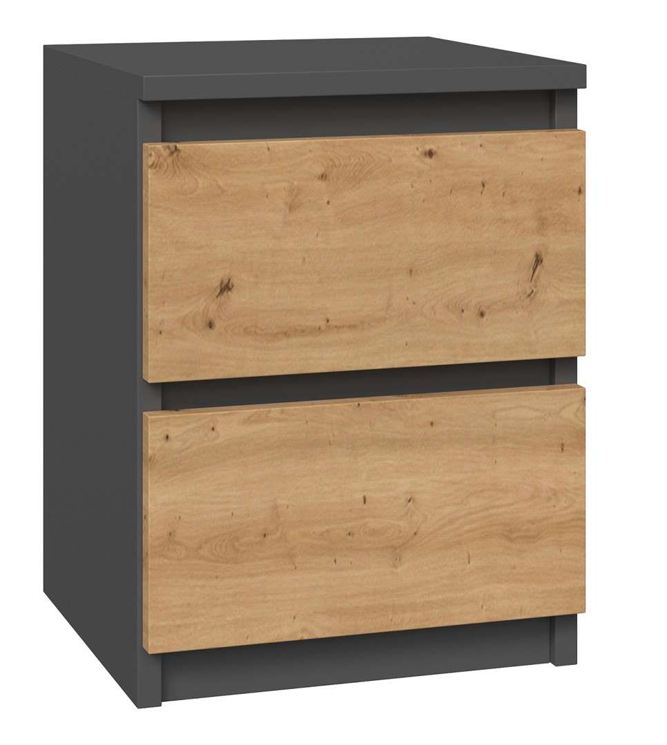 Topeshop M2 ANTRACYT/ARTISAN nightstand/bedside table 2 drawer(s) 30x40x30cm Anthracite, Oak, Wood  