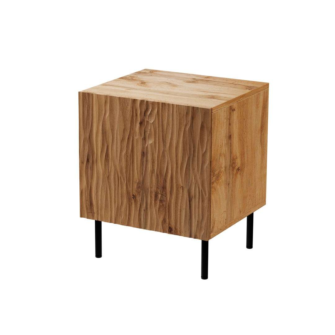 Bedside table 2 pcs. JUNGLE 53.5x40.5x44 oak wotant + black legs  