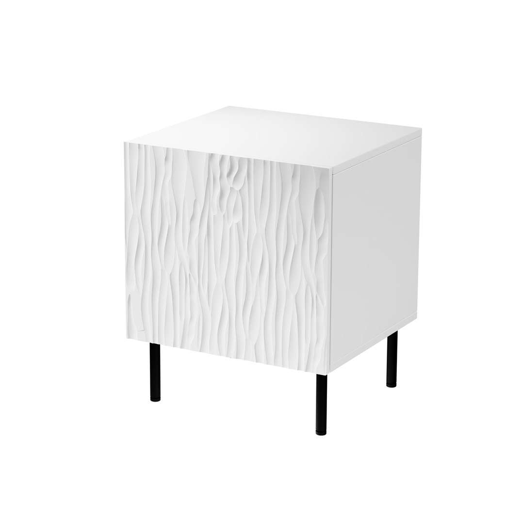 Bedside table 2 pcs. JUNGLE 53.5x40.5x44 white matt + black legs  