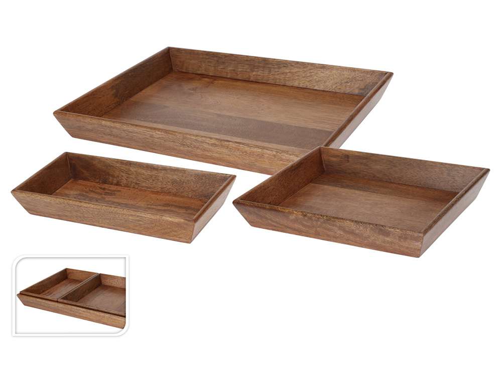 ΔΊΣΚΟΙ DECO TRAY SET OF 3 WALNUT FINISH A63100570  