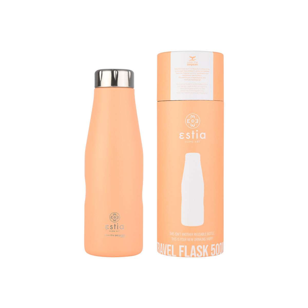 ESTIA ΘΕΡΜΟΣ TRAVEL FLASK SAVE THE AEGEAN 500ml PEACH FUZZ  