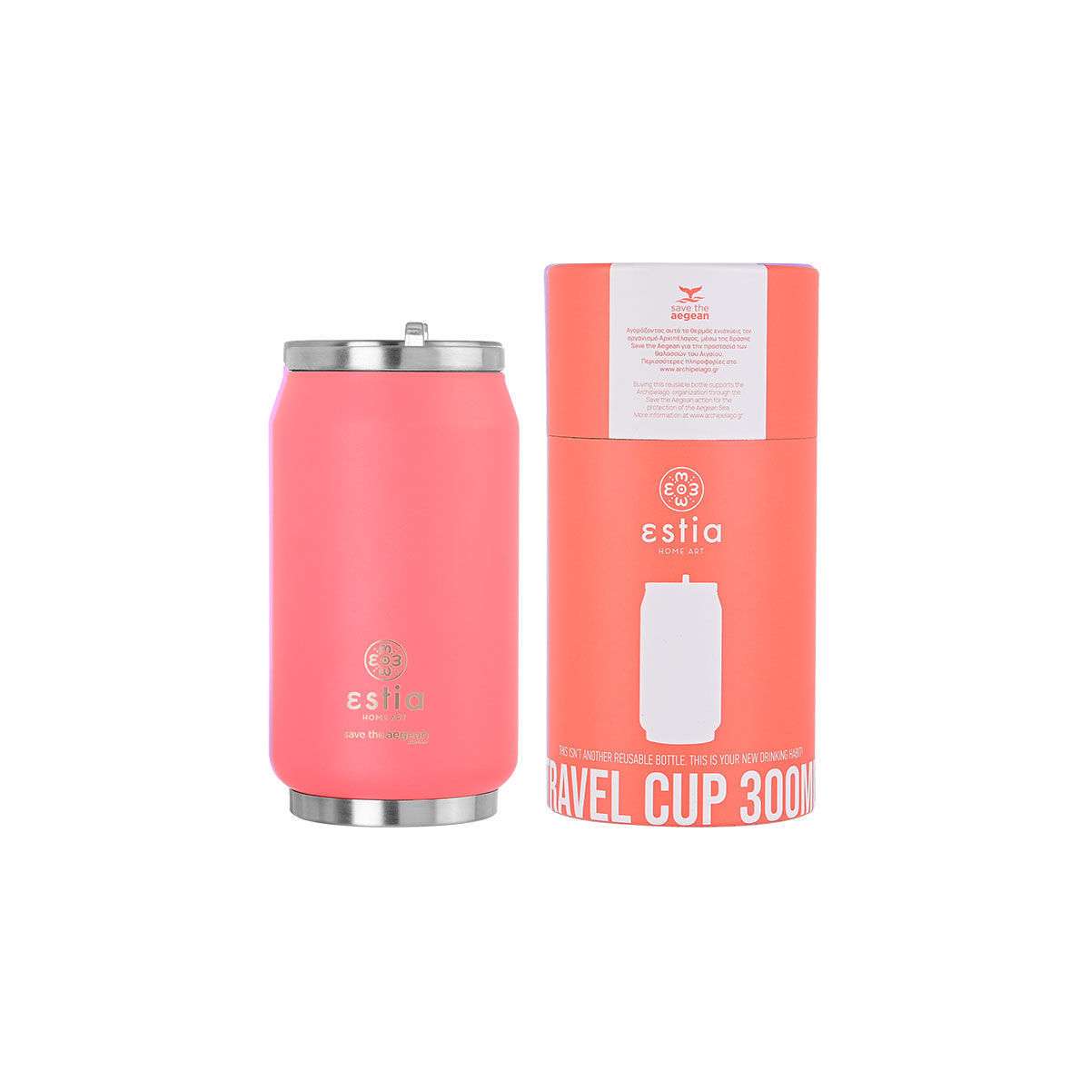 ESTIA ΘΕΡΜΟΣ TRAVEL CUP SAVE THE AEGEAN 300ml FUSION CORAL  