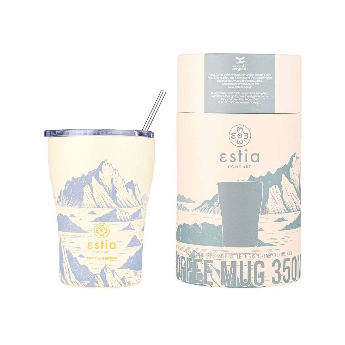 ESTIA ΘΕΡΜΟΣ COFFEE MUG SAVE THE AEGEAN 350ml ALPINE ESSENCE  