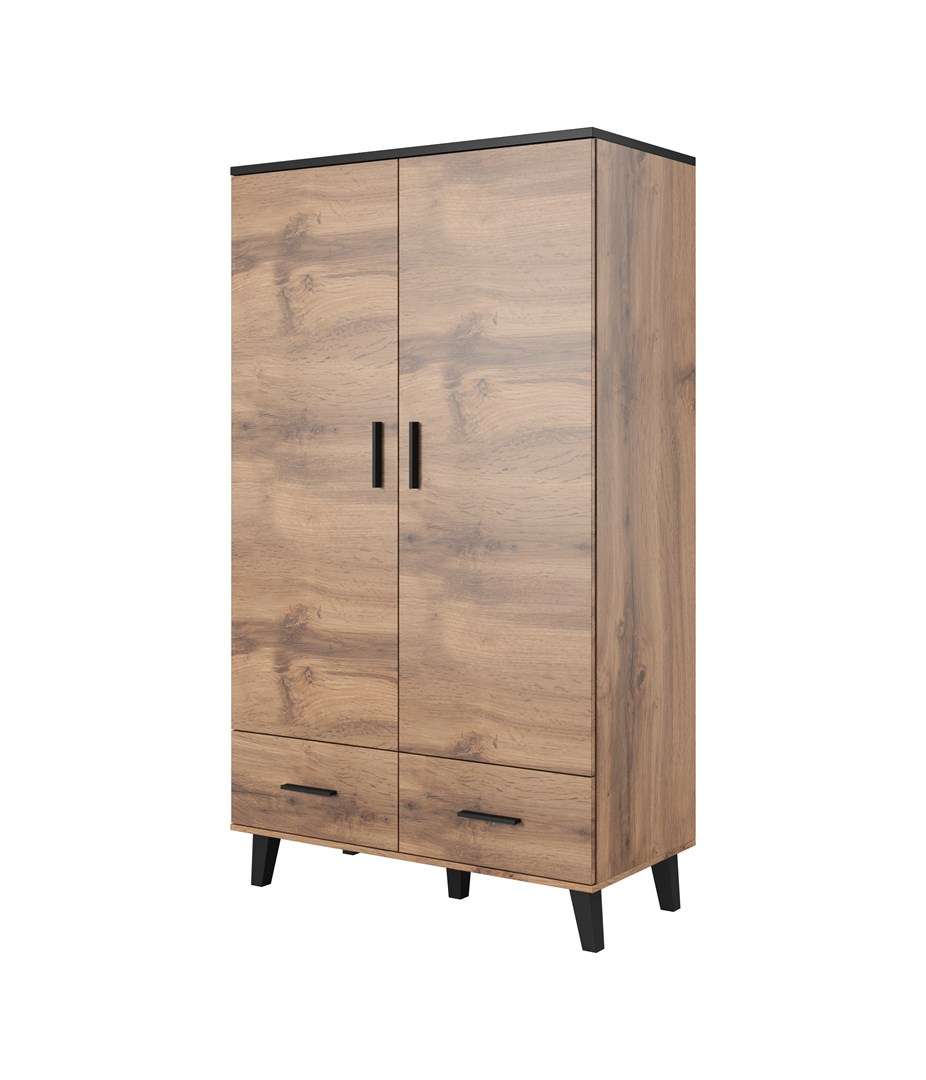 Cama wardrobe LOTTA 2D2D wotan oak + mat black  