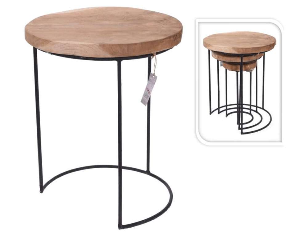 ΤΡΑΠΕΖΆΚΙΑ ΣΑΛΟΝΙΟΎ SET 3 SIDE TABLE TEAK J11300020  