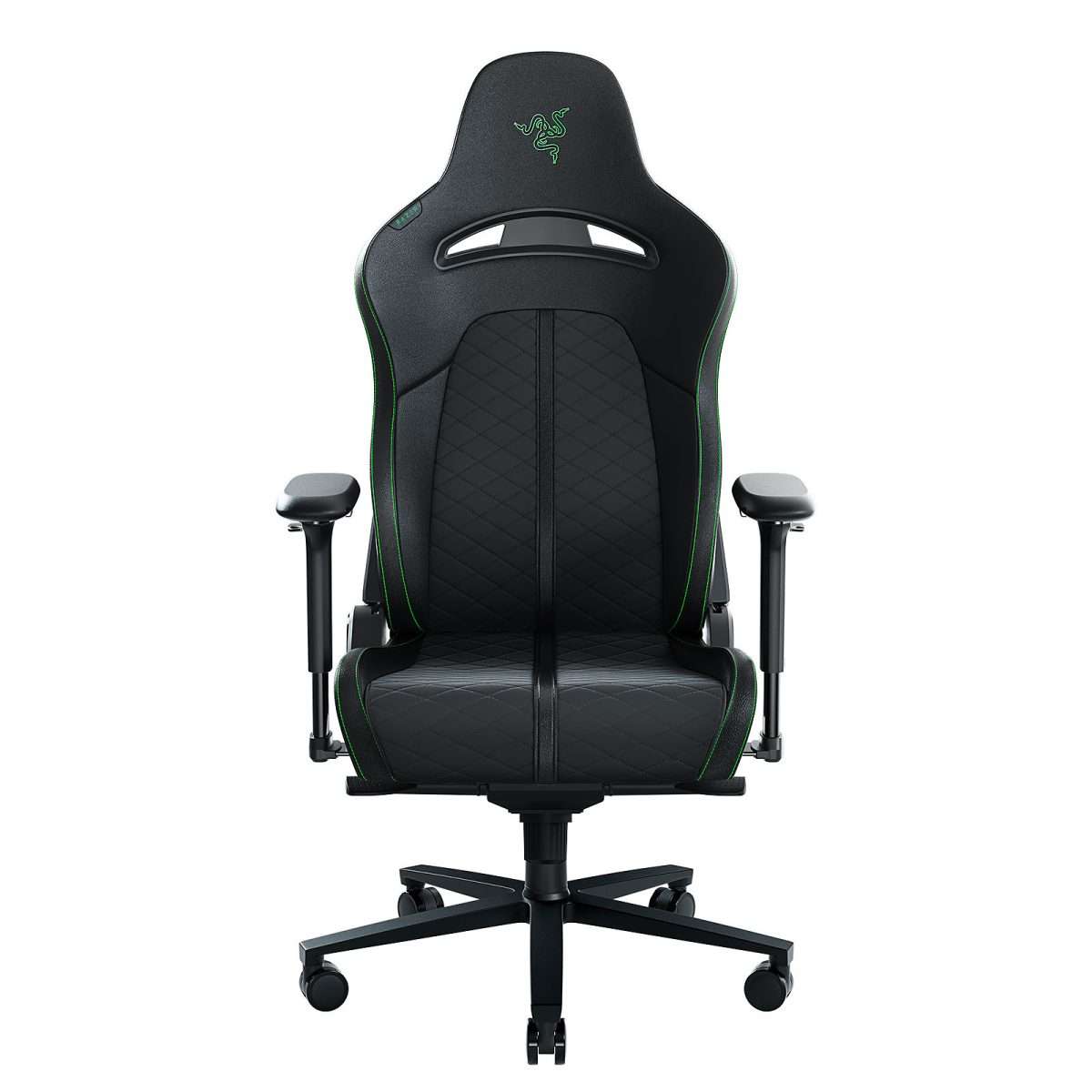 Razer ENKI Gaming Chair Black/Green - Built-in Lumbar Arch Memory Foam PU Leather Adjustable Recline  