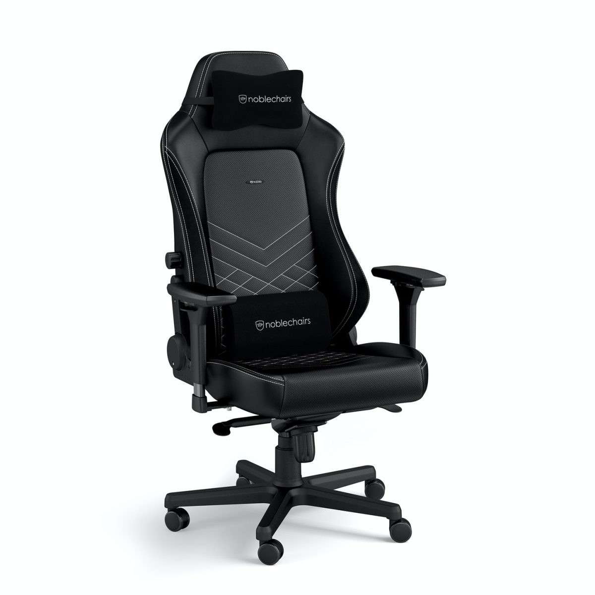 noblechairs HERO Gaming Chair - cold foam, steel armrests,  60mm casters, 150kg - black/platinum  