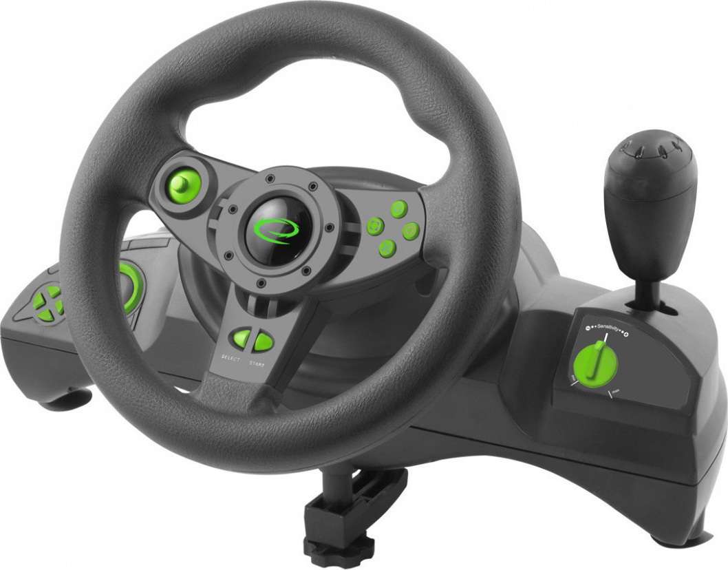 Esperanza EGW102 Gaming Controller Steering wheel PC,Playstation 3 Digital USB Black,Green  