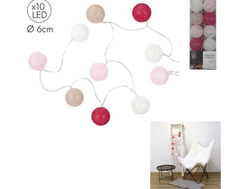 DECO LIGHT. LED ΦΩΤΆΚΙΑ 10 LED BALL STRING LIGHTS PINKTAUPE SHADES LA10064  