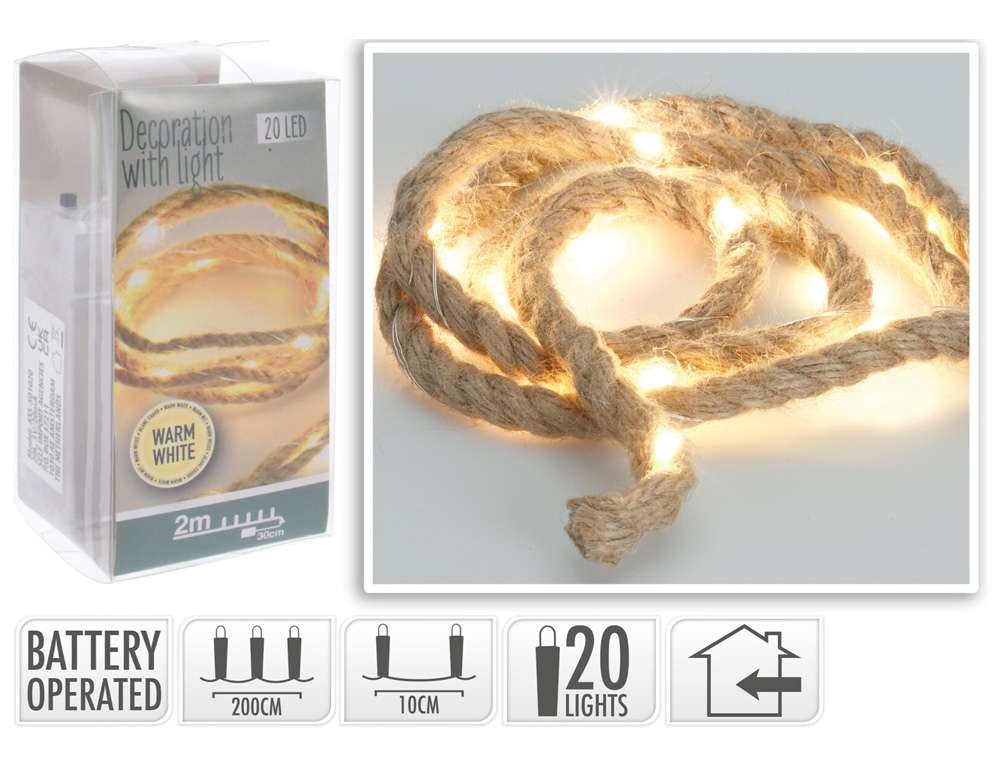 DECO LIGHT. LED ΦΩΤΆΚΙΑ ROPE 2MTR 20 WARM WHITE LED AXS501020  