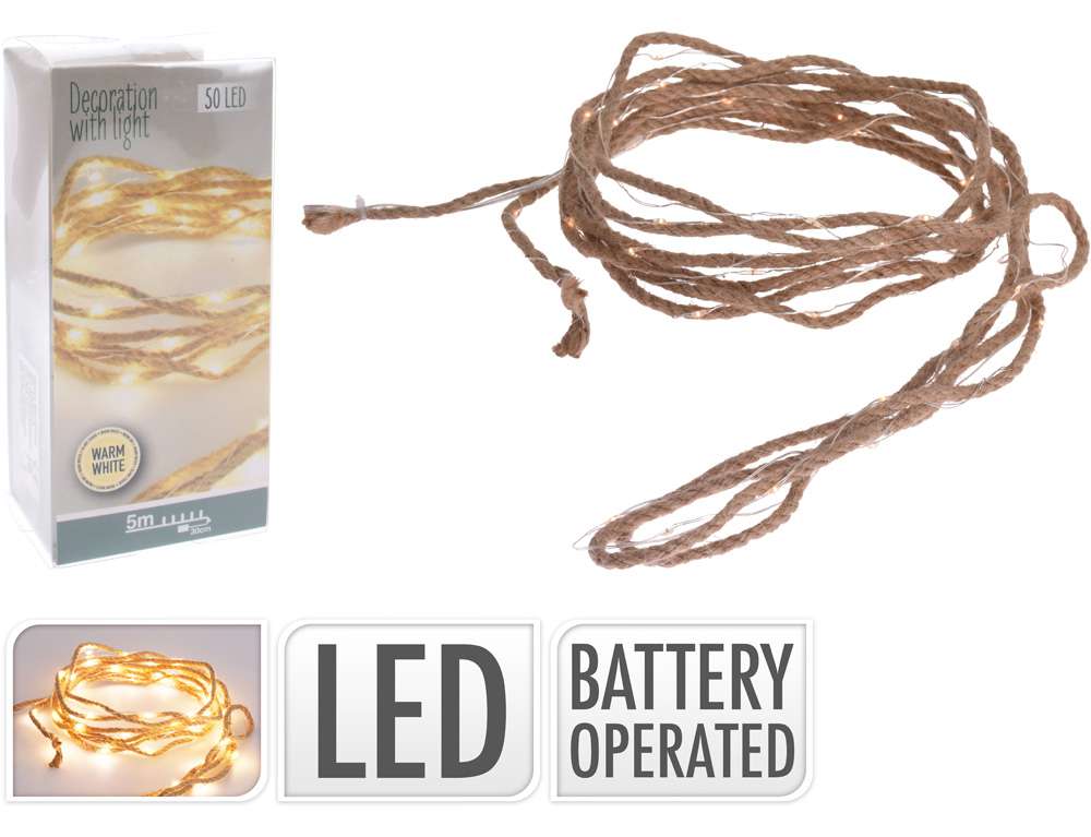 DECO LIGHT. LED ΦΩΤΆΚΙΑ ROPE 5MTR 50 WARM WHITE LED AXS501040  