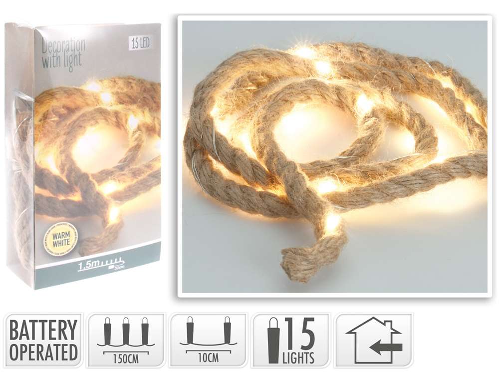 DECO LIGHT. LED ΦΩΤΆΚΙΑ ROPE 150CM 15 WARM WHITE LED AXS501060  