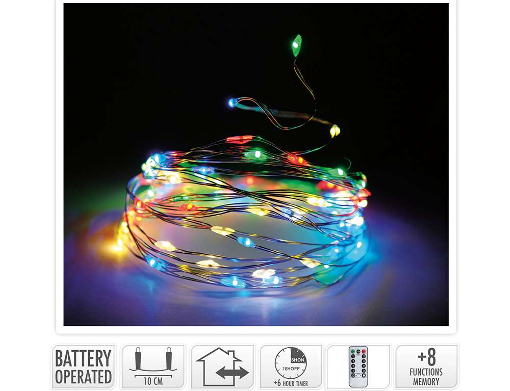 DECO LIGHT. LED ΦΩΤΆΚΙΑ SILVER WIRE 200LED 8F REMOTE AX9722120  