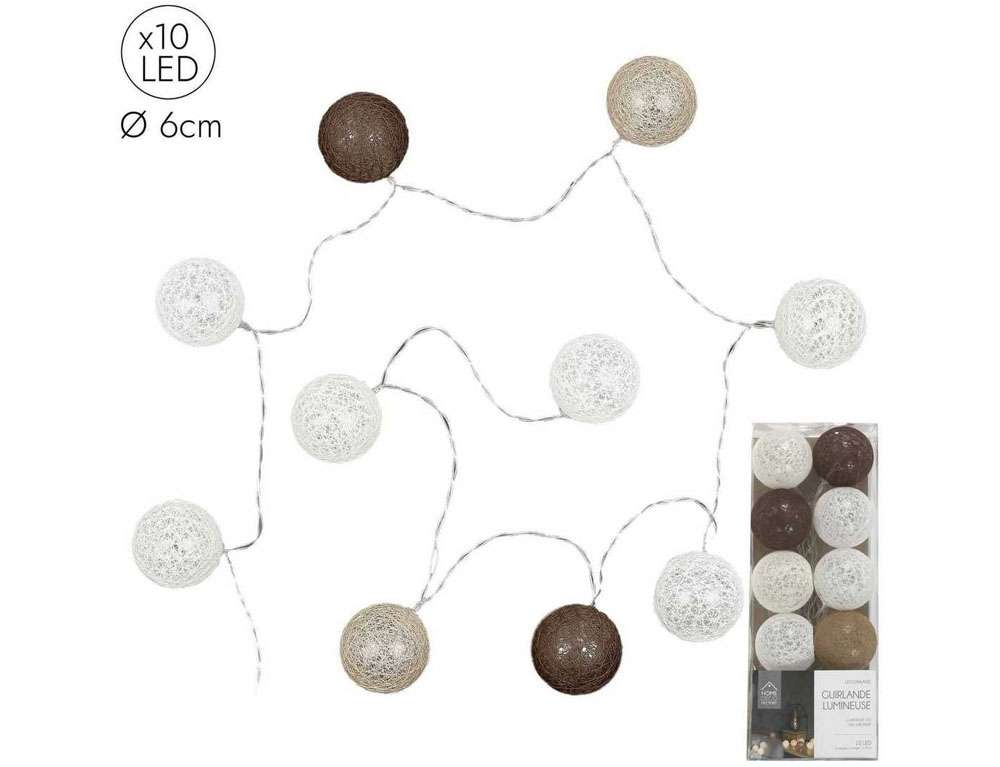 DECO LIGHT. LED ΦΩΤΆΚΙΑ 10 LED BALL STRING LIGHTS BROWN SHADES LA10065  