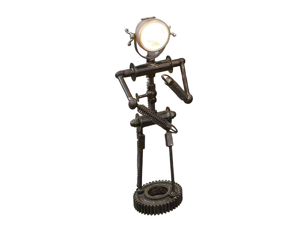 EXTREME INTERIOR DESIGN LAMP ROBOT IRON ANTIQUE BLACK H.82CM 84050  