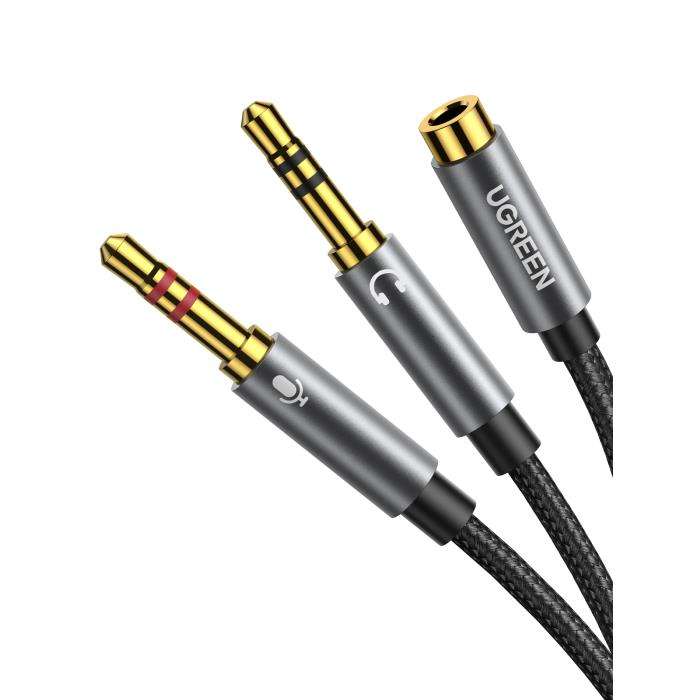 Cable Audio 2x3.5mm M/3.5mm F 0,2m UGREEN AV140 20899  