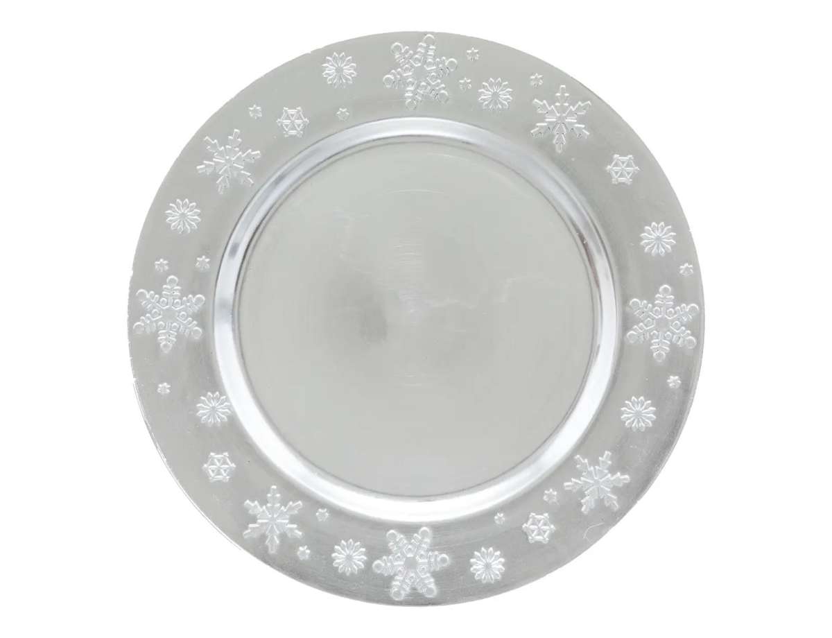 ΠΙΆΤΑ - ΣΕΤ ΔΕΊΠΝΟΥ/ΚΑΦΈ PRES PLATE SNOWFLAKE SILV 33CM 183454AR  