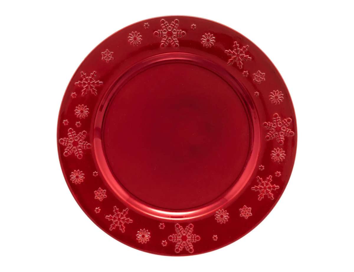 ΠΙΆΤΑ - ΣΕΤ ΔΕΊΠΝΟΥ/ΚΑΦΈ PRES PLATE SNOWFLAKE RED 33CM 183454RG  