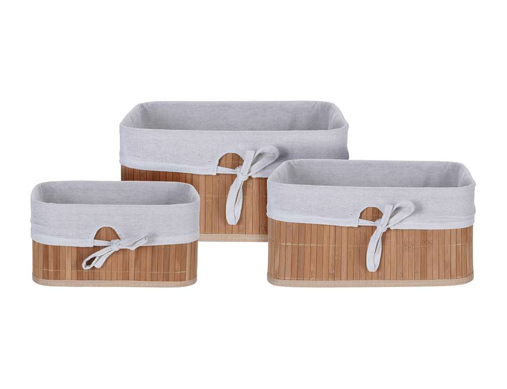 ΚΑΛΆΘΙΑ BASKET SET H & S COLLECTION BAMBOO WITH LINEN MA10  