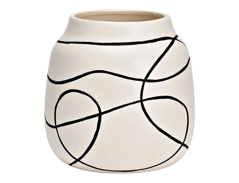 ΔΙΑΚΌΣΜΗΤΙΚΆ ΣΤΟΙΧΕΊΑ VASE CERAMIC WHITE, BLACK (W/H/D) 16X15X16CM  