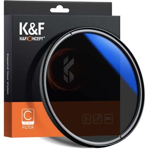 K&F Concept 58mm Blue Multi-Coated Circular Polarizer Slim Filter  