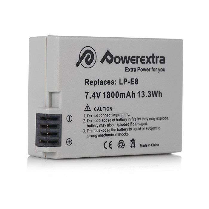 Powerextra CN-LPE8 Replacement Battery For Canon LP-E8 1800mAh Li-ion  