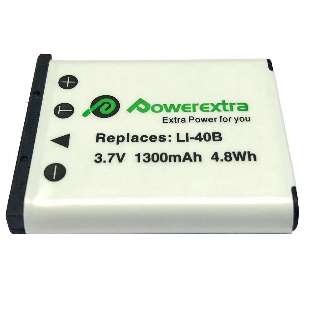 Powerextra OLY-LI40B Replacement Battery For Olympus Li-40B, Li-42B 1300mAh Li-ion  