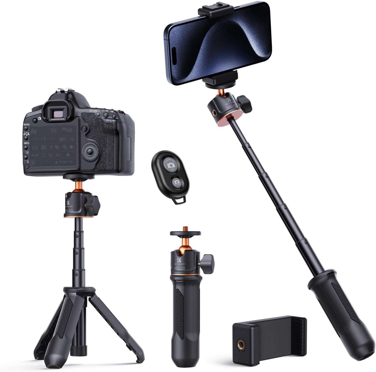 K&F Concept MS09 Selfie and Extention Deskop Tripod with Bluetooth Remote Control (KF09.128V3)  