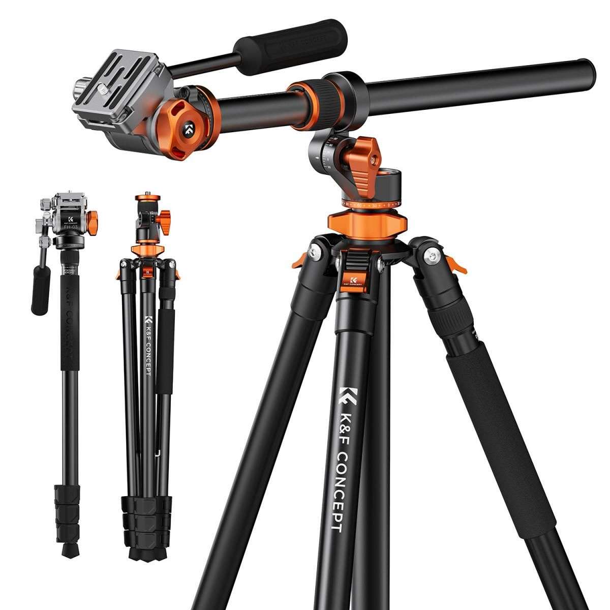 K&F Concept T234A7+FH-03 Compact Aluminum Video Tripod With Fluid Head (KF09.137)  