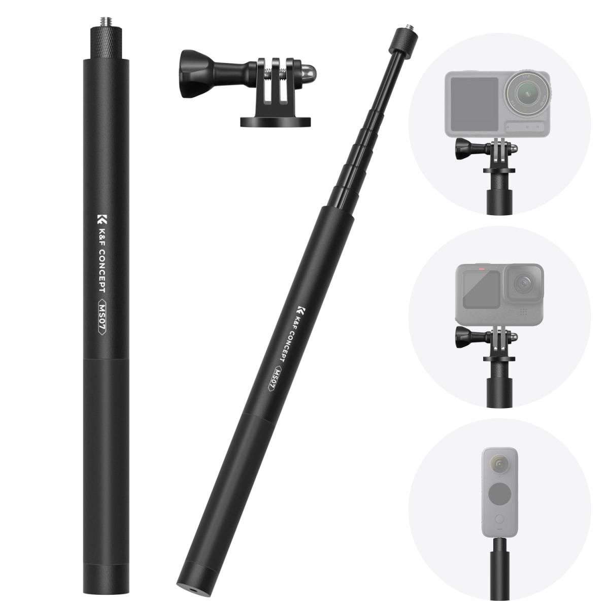 K&F Concept MS07 Invisible Selfie Stick 153cm Compatible with Insta360, GoPro, DJI Action KF09.132  