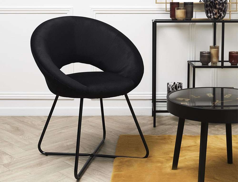 ΚΑΡΈΚΛΕΣ & ΠΟΛΥΘΡΌΝΕΣ ROUND VELVET ARMCHAIR GIULIA BLACK HD0065  